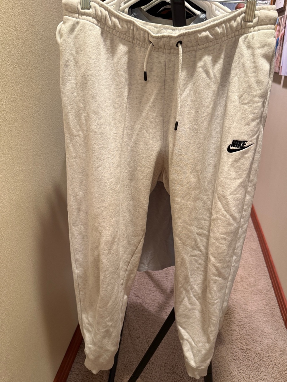 Nike Light Grey Fleece Joggers with Black Swoosh